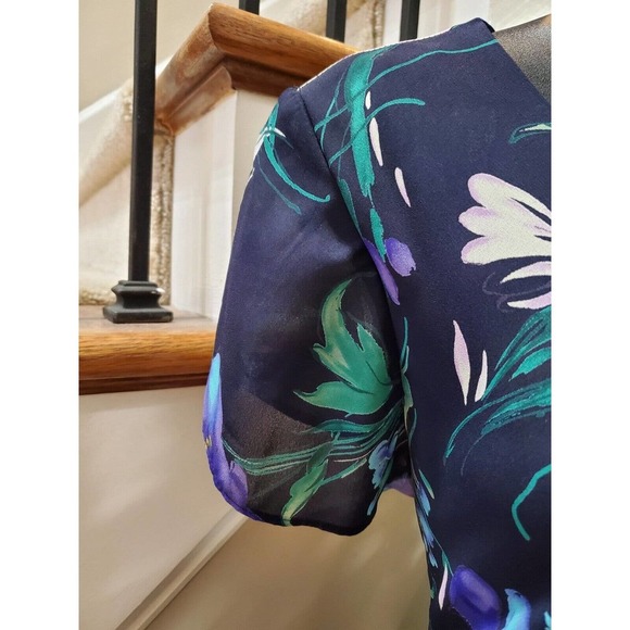 R&K Original Women's Blue Floral Round Neck Short Sleeve Long Maxi Dress Size S - Picture 5 of 11